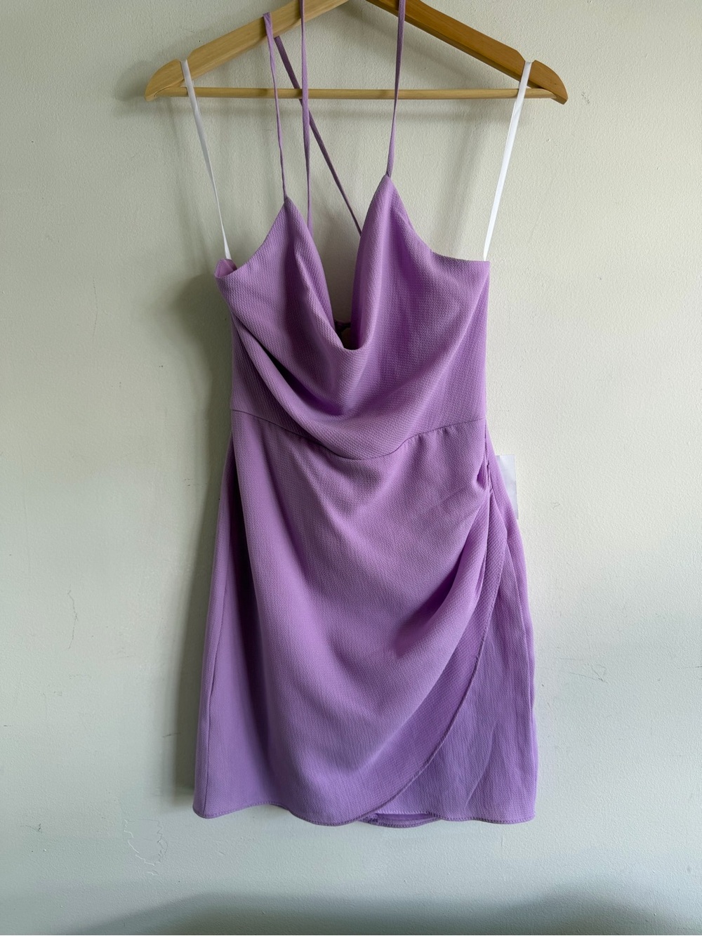 B Darlin Lilac Cowl Neck Spaghetti Strap Mini Dress